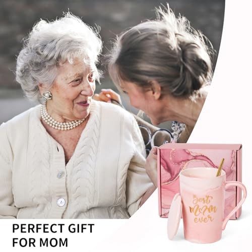 Best Mom Ever Pink Ceramic Coffee Mug 12 oz Gift for Mom - Handcrafted & Dishwasher Safe