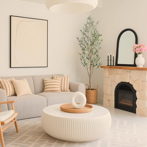 7ft Faux Olive Tree Artificial Indoor Plant with Natural Wood Trunk
