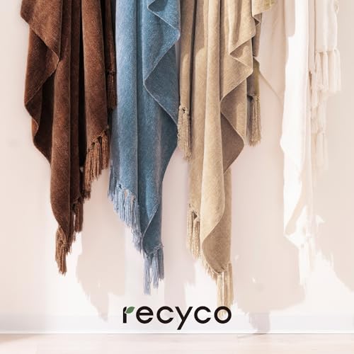 Chenille Throw Blanket 50x60, Soft Lightweight Knit with Fringe Tassels