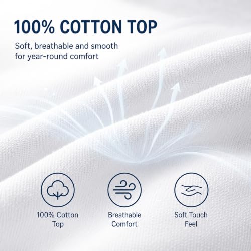 CozyLux Quilted Twin XL Mattress Pad - 450 GSM Cotton Top (8-21 Inch Pocket)