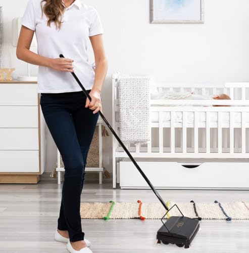 Electrostatic Carpet and Floor Sweeper - 9-Inch Lightweight Manual Cleaner