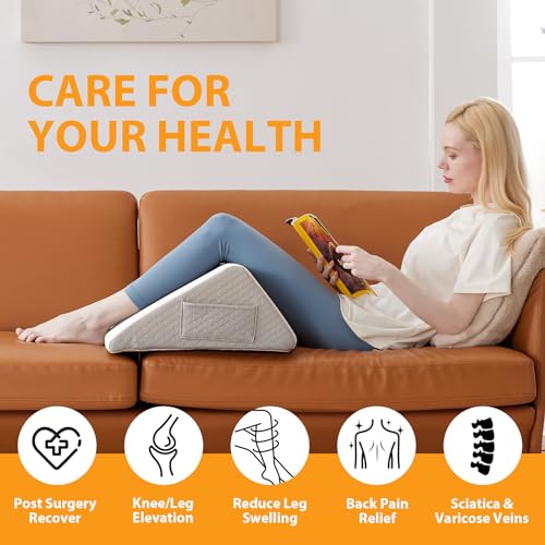 Knee Wedge Pillow for Back Sleeping - Pain Relief & Leg Elevation
