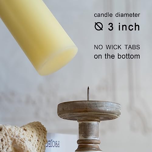 Unscented Dripless Pillar Candles Set of 3 - 3" x 4" Ivory, 72 Hours Burn Time