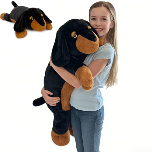 Relaxed Dachshund Body Pillow - 39-Inch Plush Weiner Dog Cushion for Dog Lovers