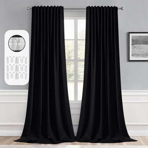 Thermal Blackout Curtains 52 x 96 Inch - Room Darkening Drapes (Set of 2)