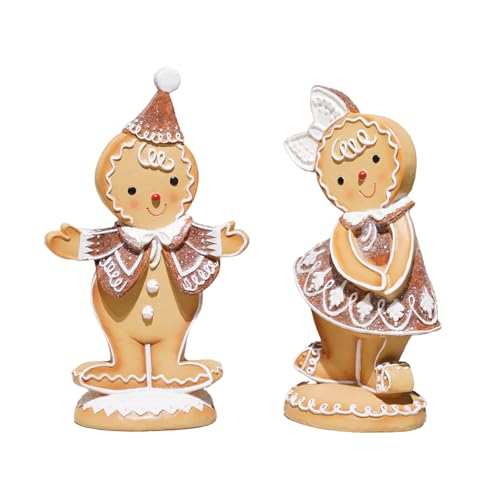 Braxio Gingerbread Boy & Girl 2pc Christmas Decor - Resin Tabletop Miniatures (Boys)