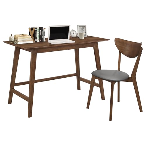 Mid-Century Modern 2-Piece Home Office Desk and Upholstered Chair Set