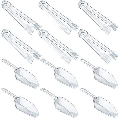 12 Pcs Plastic Candy Buffet Scoops and Tongs Set - Food Serving Utensils
