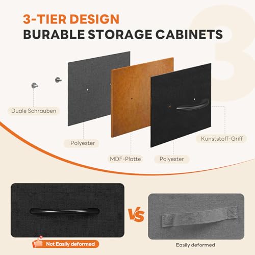 7 Drawer Fabric Dresser for Bedroom Storage with Wooden Top and Steel Frame