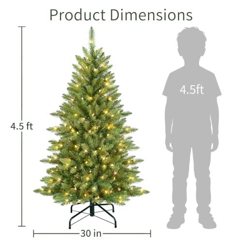 4.5ft Slim Fraser Fir Artificial Christmas Tree with 150 Clear Lights - Pre-Lit Holiday Tree