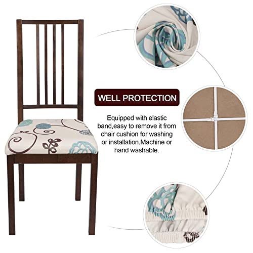 Stretch Chair Seat Covers Set of 6 - Removable Washable Cushion Slipcovers