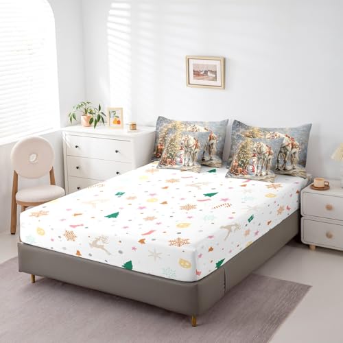 Feelyou Merry Christmas 7-Piece Full Bed in a Bag Set, White/Green