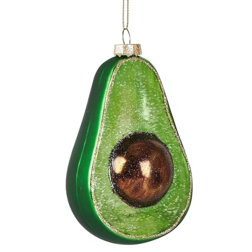 Handcrafted Glass Christmas Ornaments - Festive Holiday Tree Decorations, Avocado Design, Set of 1