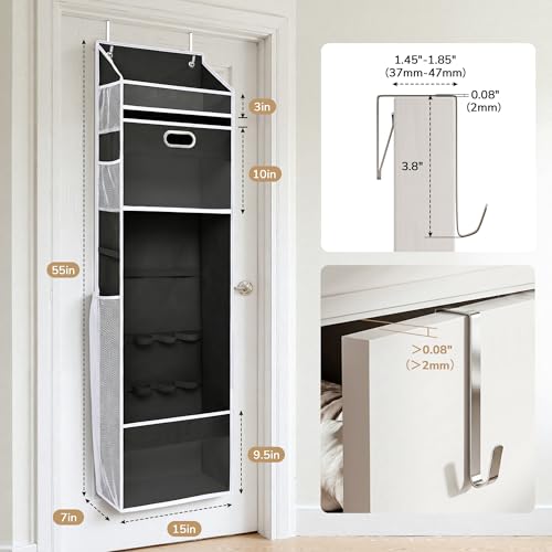 Over The Door Wrapping Paper Storage Organizer with Drawer and Mesh Pockets