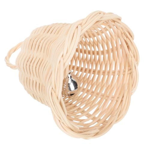 5-Pack Woven Rattan Bell Ornaments for Rustic Farmhouse Christmas Decor