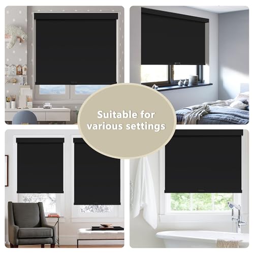 Cordless Blackout Roller Shades, 34"W x 72"H, UV Protection & Thermal Insulation