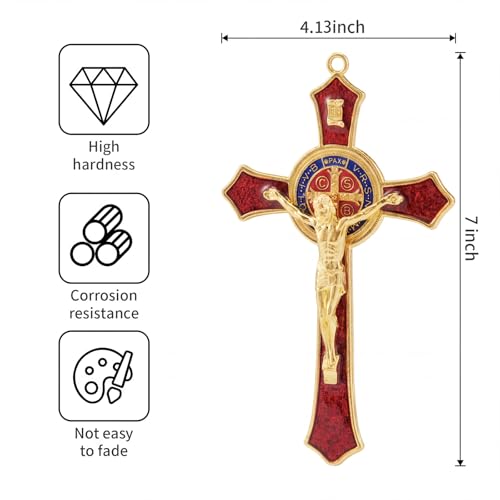 7-Inch St. Benedict Crucifix Wall Cross - Enamel Catholic Home Decor
