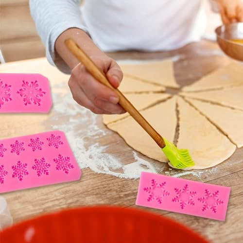 KKONHII 7Pcs Snowflake Silicone Molds - Christmas 3D Cupcake Topper & Fondant Decoration