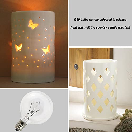 25W G50 Wax Warmer Replacement Light Bulbs - E12 Candelabra Base, 6 Pack