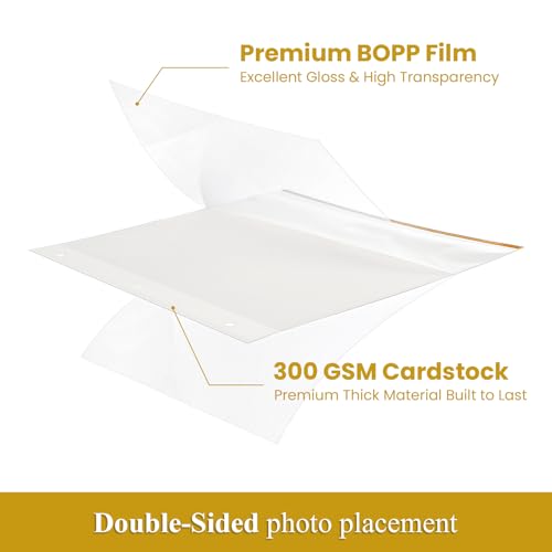 100 Sheet Self-Adhesive Photo Album Refill Pages for 3-Ring Binders, 11x9"