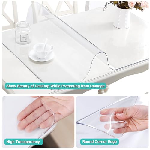 14x24 Inch Clear PVC Table Protector - 1.5mm Thick Heavy Duty Desk Mat