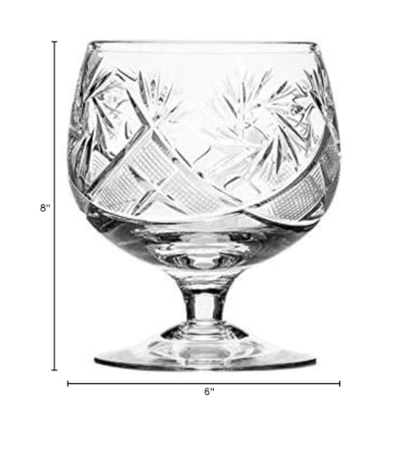 Set of 6 Russian Cut Crystal Brandy Snifters, Vintage Old-Fashioned Glassware