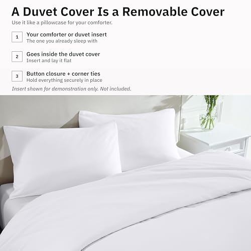 400 Thread Count 100% Cotton Sateen Full/Queen Duvet Cover Set, White