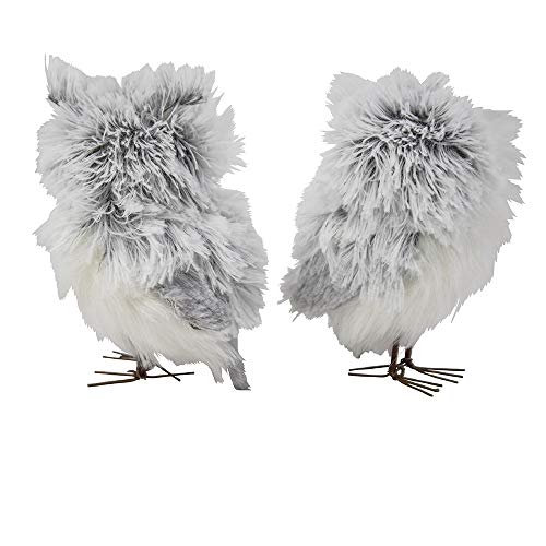 Furry Gray Owl Set of 2 – 5-Inch Decorative Holiday Figurines