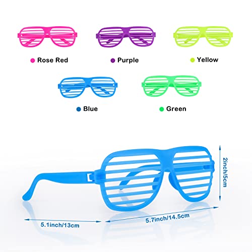 15-Pack Neon Shutter Shades Party Glasses for Kids and Adults 80s Theme