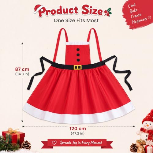 ShinyMatch Santa Claus Christmas Apron for Women Adults – Adjustable Tie Straps