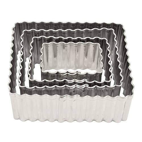 R&M Fluted Rectangle 4-Piece Cookie Cutter Set – Graduated Steel Bakeware (Rectangle)