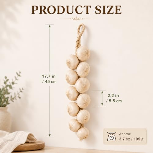Artificial Garlic String, Lifelike Faux Garlic Decor for Farmhouse Kitchen