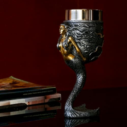 Fantasy Mermaid and Octopus Wine Goblet, 7oz Stainless Steel Chalice