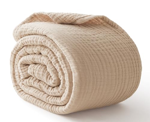 Kozyhvn 6-Layer 100% Cotton Muslin Throw Blanket - 50" x 70" Soft Gauze