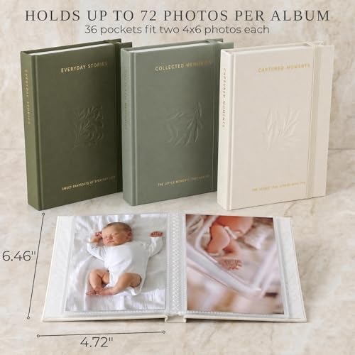Linen Photo Album Set of 3 for 4x6 Photos, Holds 216 Pictures