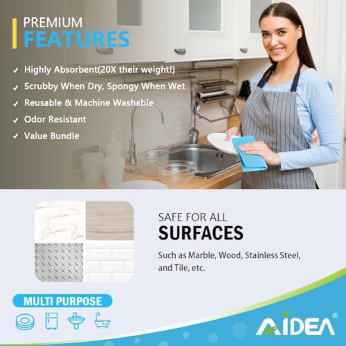 Reusable Swedish Dishcloths 10-Pack, Absorbent Sponge Kitchen Towels