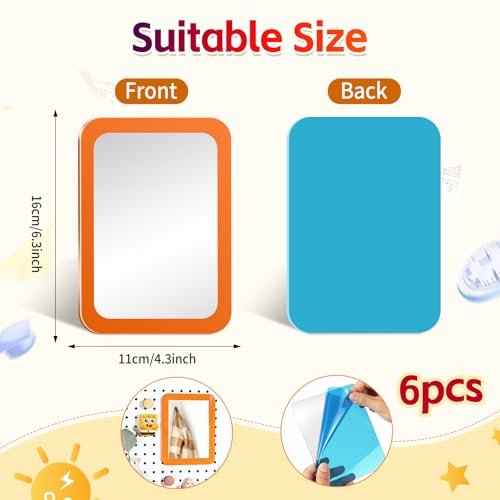 6 Pcs Colorful Shatterproof Acrylic Mirrors, 6x4 Inch Small Craft Mirrors