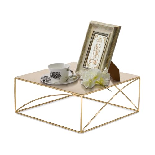 NUPTIO Gold 12.2 Inch Square Cake Stand, Metal Dessert Risers for Weddings