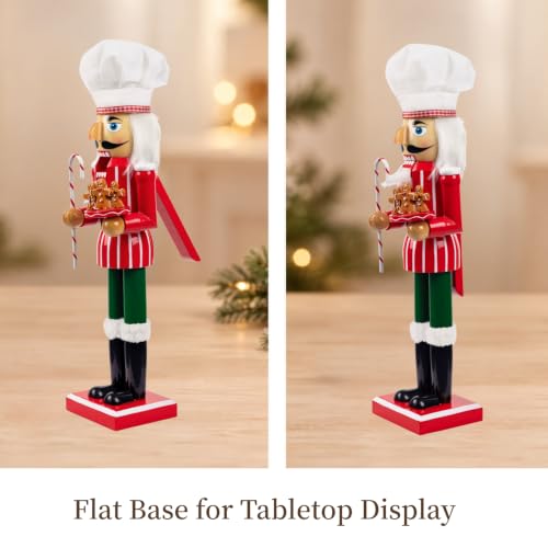 SunArtHome 15-inch Gingerbread Chef Nutcracker Decor for Christmas