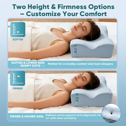 Cervical Neck Pillow for Pain Relief - Ergonomic Memory Foam with Cooling Cover