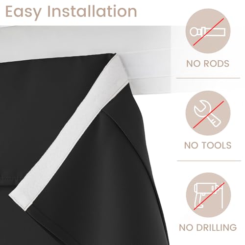 Blackout Door Window Curtain Panel - Thermal Insulated No Drill, 8x36"