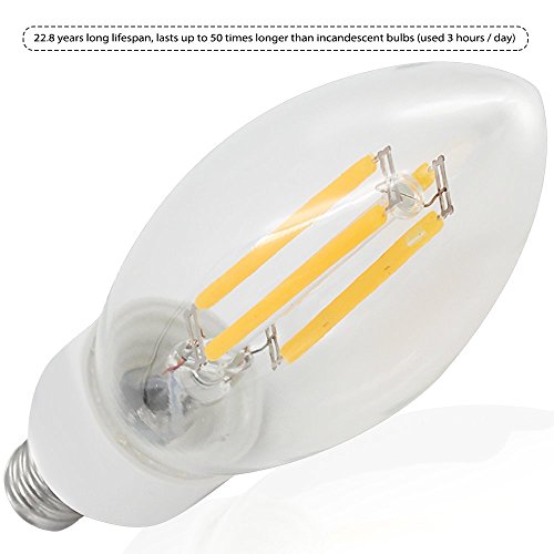 TORCHSTAR 4W E12 LED Candle Bulbs 2700K Vintage Warm White Pack of 3