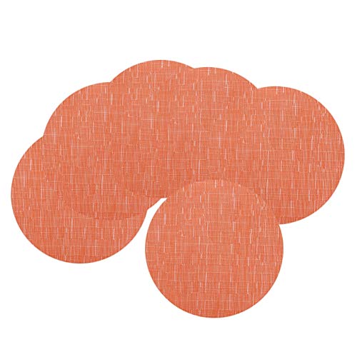 LivebyCare Set of 6 Orange Round Woven Heat-Resistant Placemats 13.8 Inch