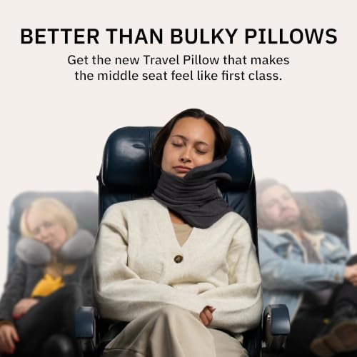 Trtl Travel Pillow - Ergonomic Neck Support Cushion for Airplanes - Black
