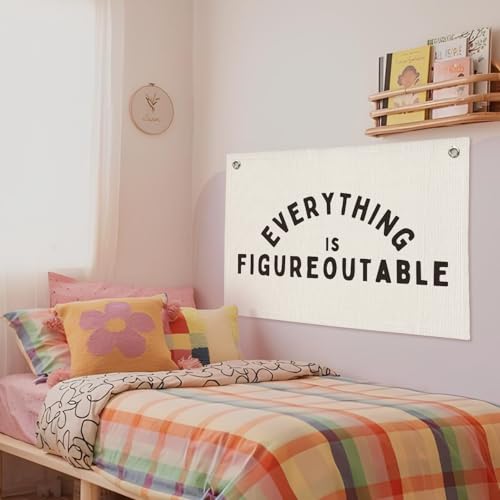 Everything is Figureoutable Motivational Wall Banner, 20x30 Linen-Look Sign