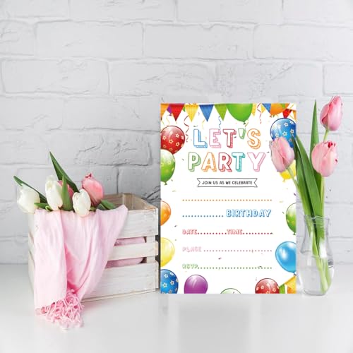 20-Pack Birthday Party Invitation Cards with Envelopes, 6x4 Inch