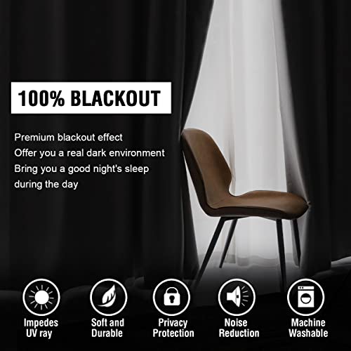 100% Blackout Curtains - Burgundy Red Thermal Drapes, 63" Long, 2 Panels