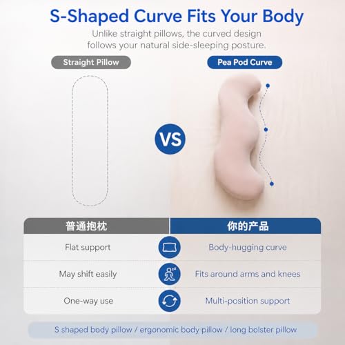 Pea Pod Body Pillow for Side Sleepers - Ergonomic Cooling Support
