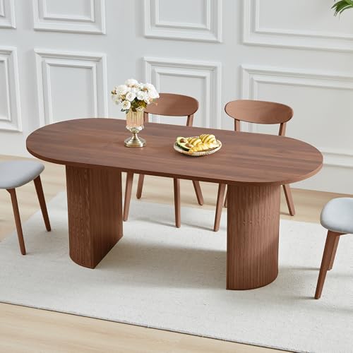 70-Inch Oval Dining Table, Modern Farmhouse Kitchen Table for 4-6 People