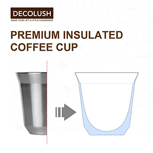 Decolush Stainless Steel Double Wall Insulated Espresso Cups - 75mL, 4 Pack, Travel Friendly